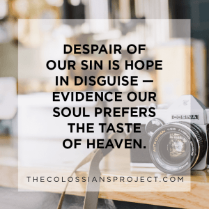 Despair of our sin is hope in disguise. Colossians 3:7